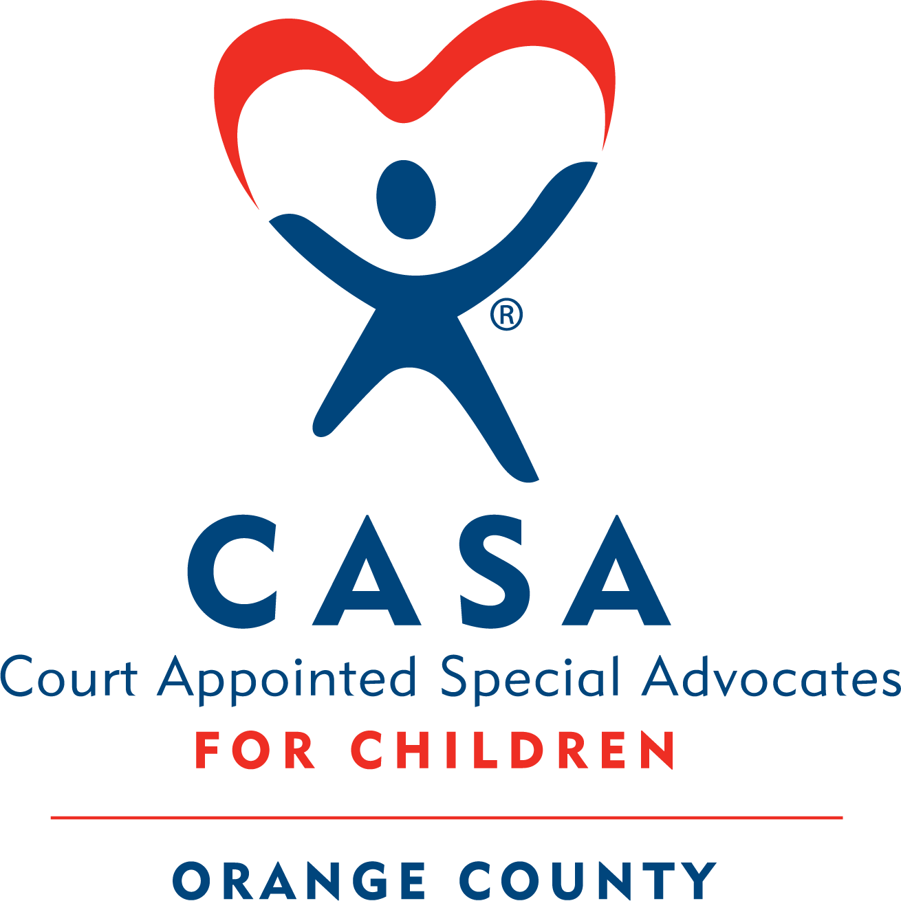 CASA Orange County red and blue vertical logo